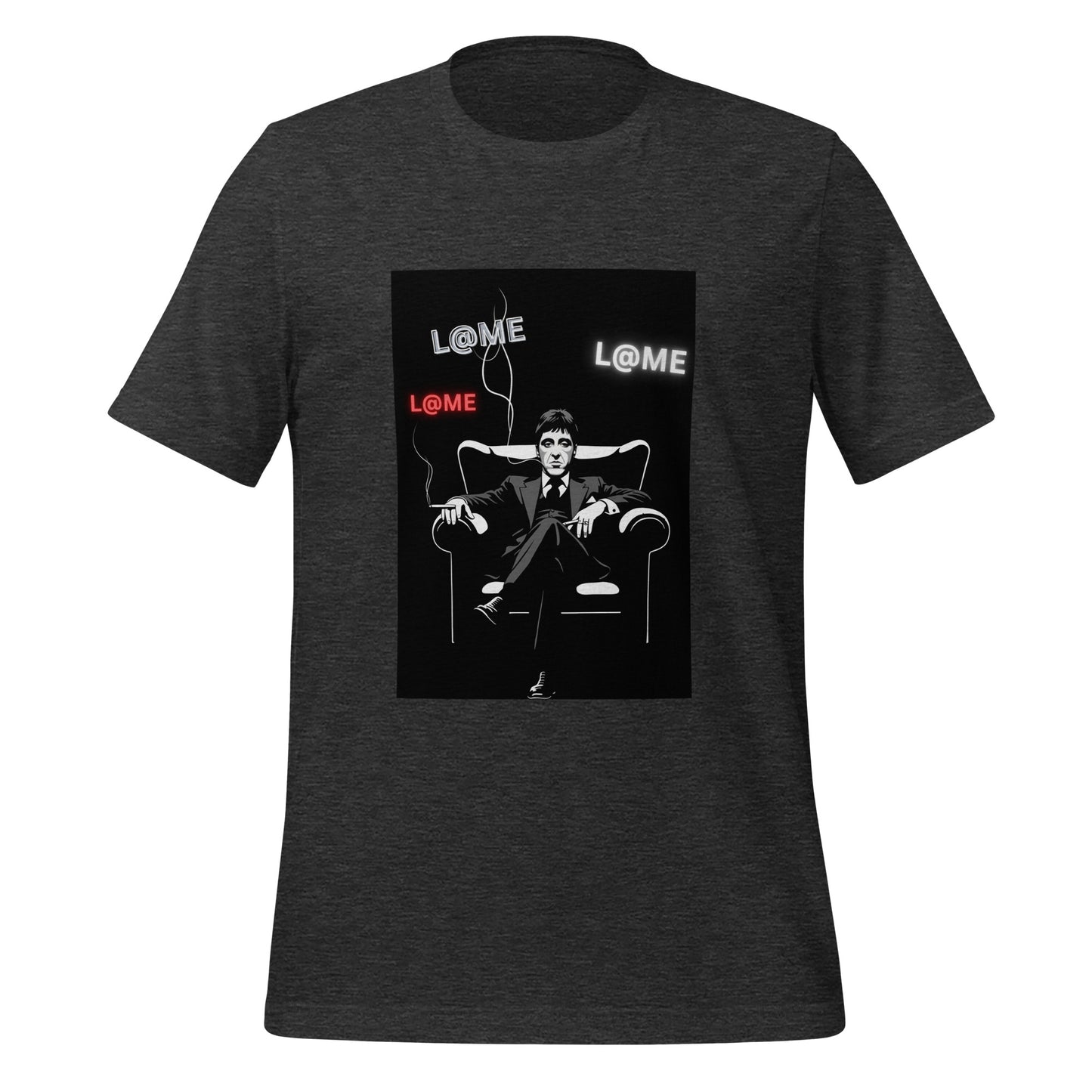 Black L@ME Boss Mode tee with red and white logos on front and short sleeves