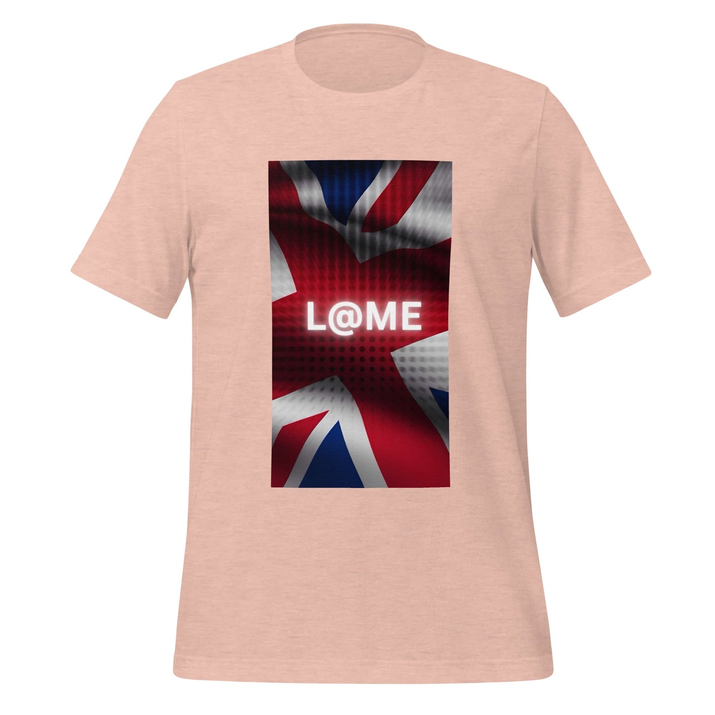 Red, white, and blue Union Jack graphic tee with L@ME logo on soft cotton fabric.