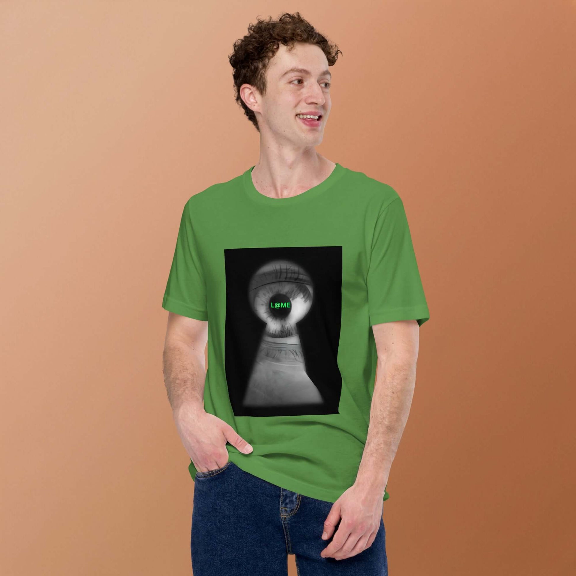 Graphic tee featuring a keyhole design on a soft, breathable cotton fabric.